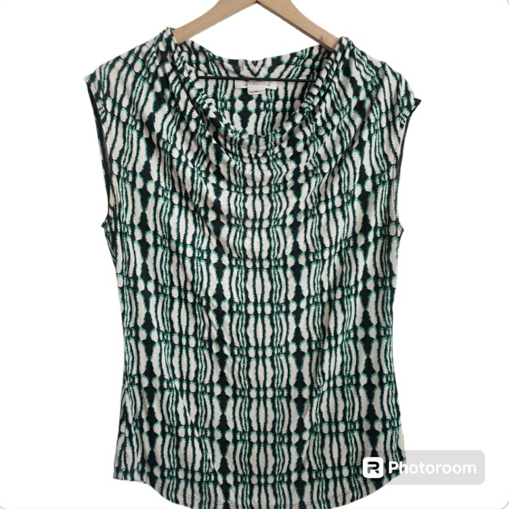 Liz Claiborne Green, Black, White Sleeveless Top - Size M